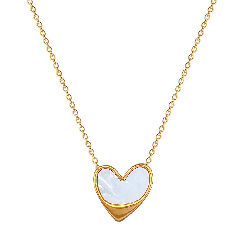 Minimalist Heart-Shaped Titanium Steel Necklace with Gold Plating for Women and Men, Clavicle Chain with Geometric Pendant