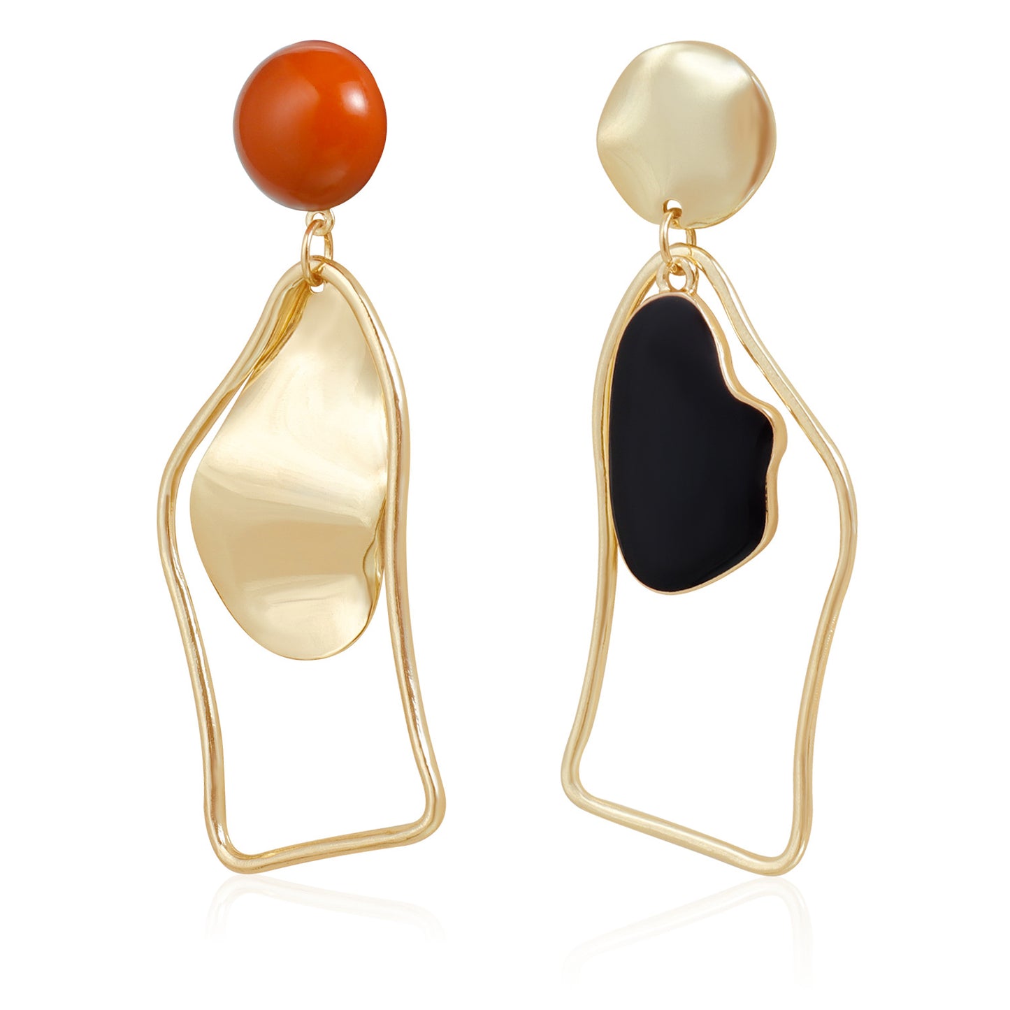 Vintage Geometric Irregular Earrings in Zinc Alloy with Enamel Finish for Women