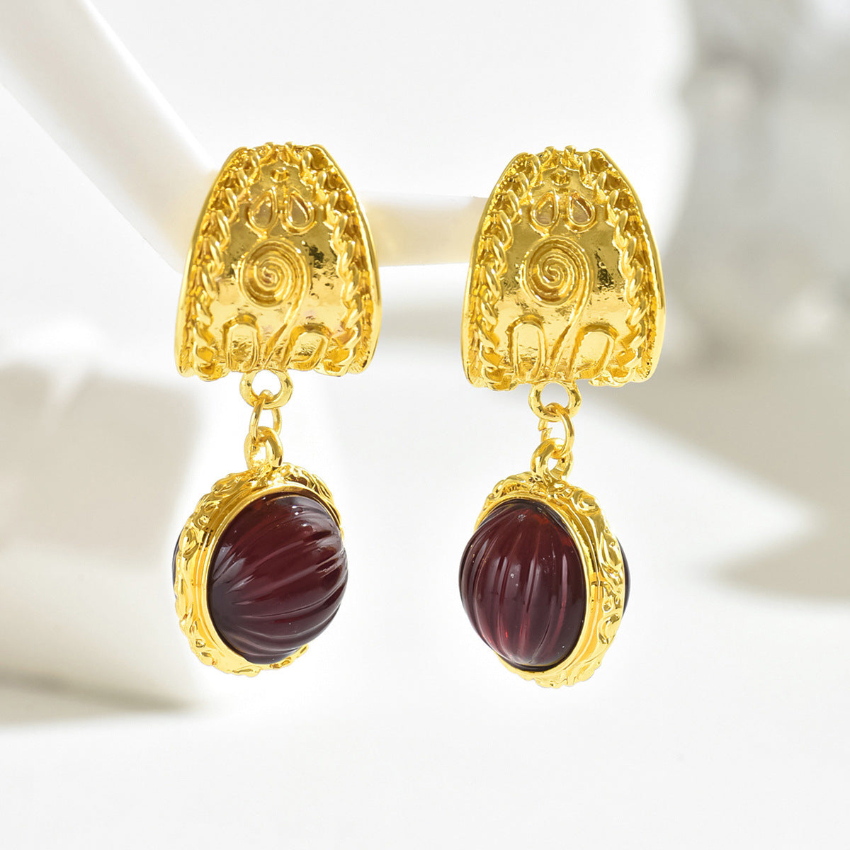 Pendientes Geométricos Vintage de Estilo Artístico de Mediados de Siglo con Incrustaciones de Pedrería para Mujer