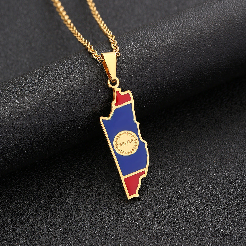 Collar con colgante esmaltado geométrico vintage de acero inoxidable con dije de acero de titanio en cadena tipo O para unisex