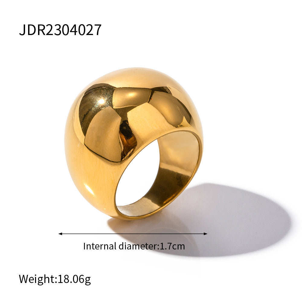 18K Gold Plated Geometric Stainless Steel Ring for Women