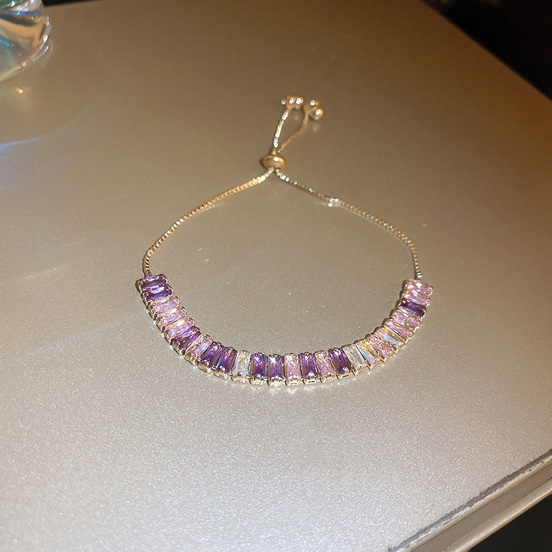 Elegant Heart-Shaped Gold-Plated Zirconia Bracelet for Women with Delicate Luxury Aesthetic