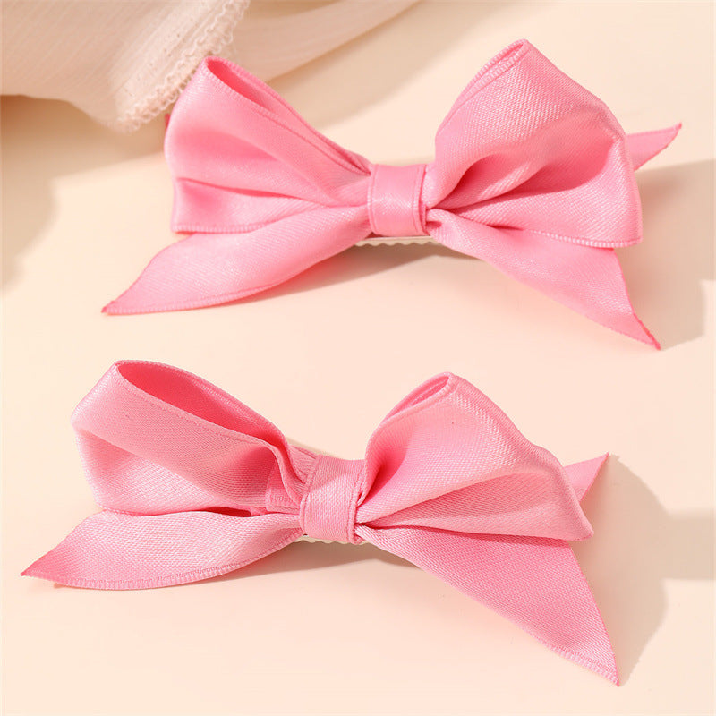 Natural Style Bow-Shaped Duckbill Hair Clip for Girls with Ruffled and Mesh Details in Polyester