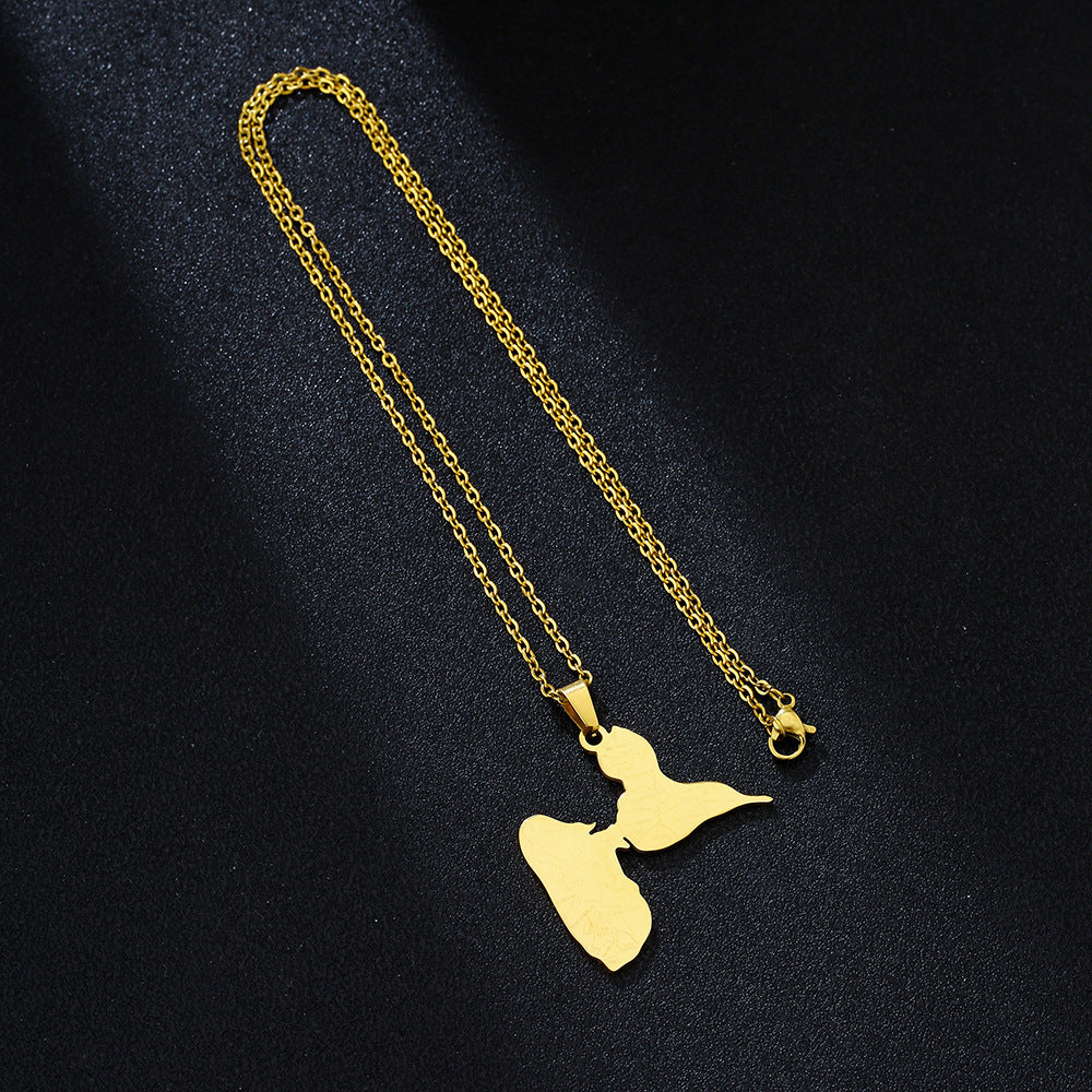 Collar informal de acero inoxidable con colgante geométrico y acabado chapado al vacío para uso diario unisex