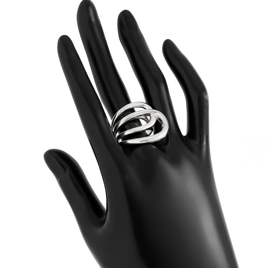 Brazalete de metal geométrico estilo punk con detalle de perla grande para mujer