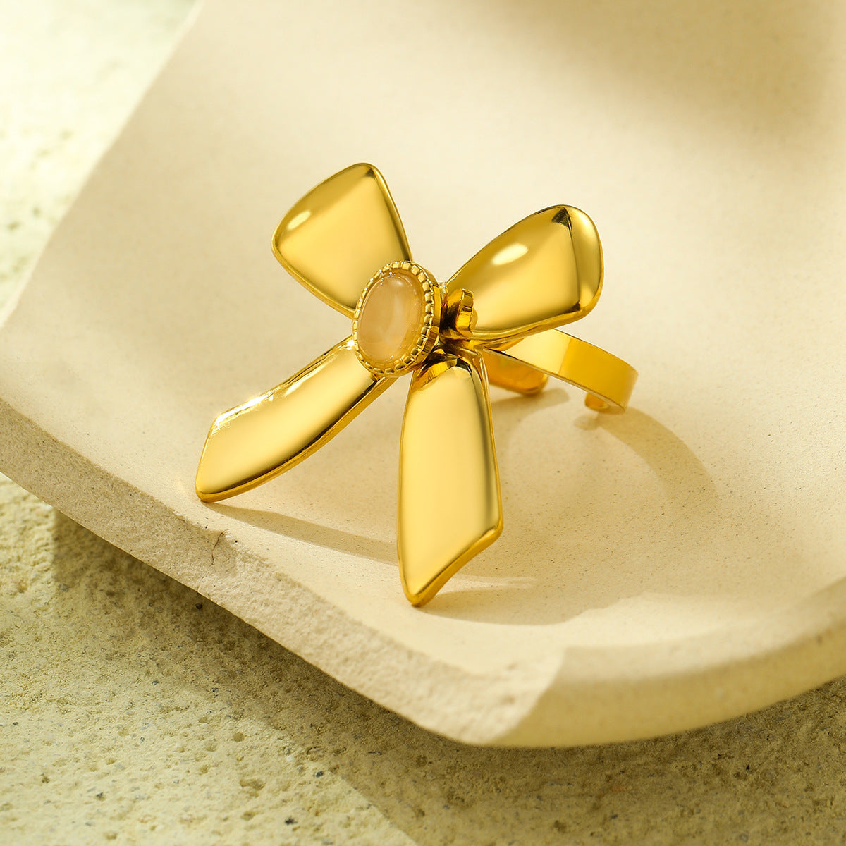 Fashionable Bow-Shaped Stainless Steel Earrings with Zircon Inlay for Women, Polished Surface and Versatile Office Wear Design