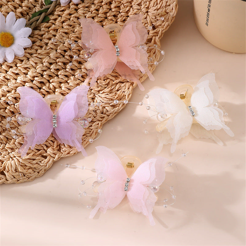 Fermaglio per capelli con fiocco a farfalla dolce per bambine, in resina, stile naturale, a becco d'anatra, per code di cavallo e chignon