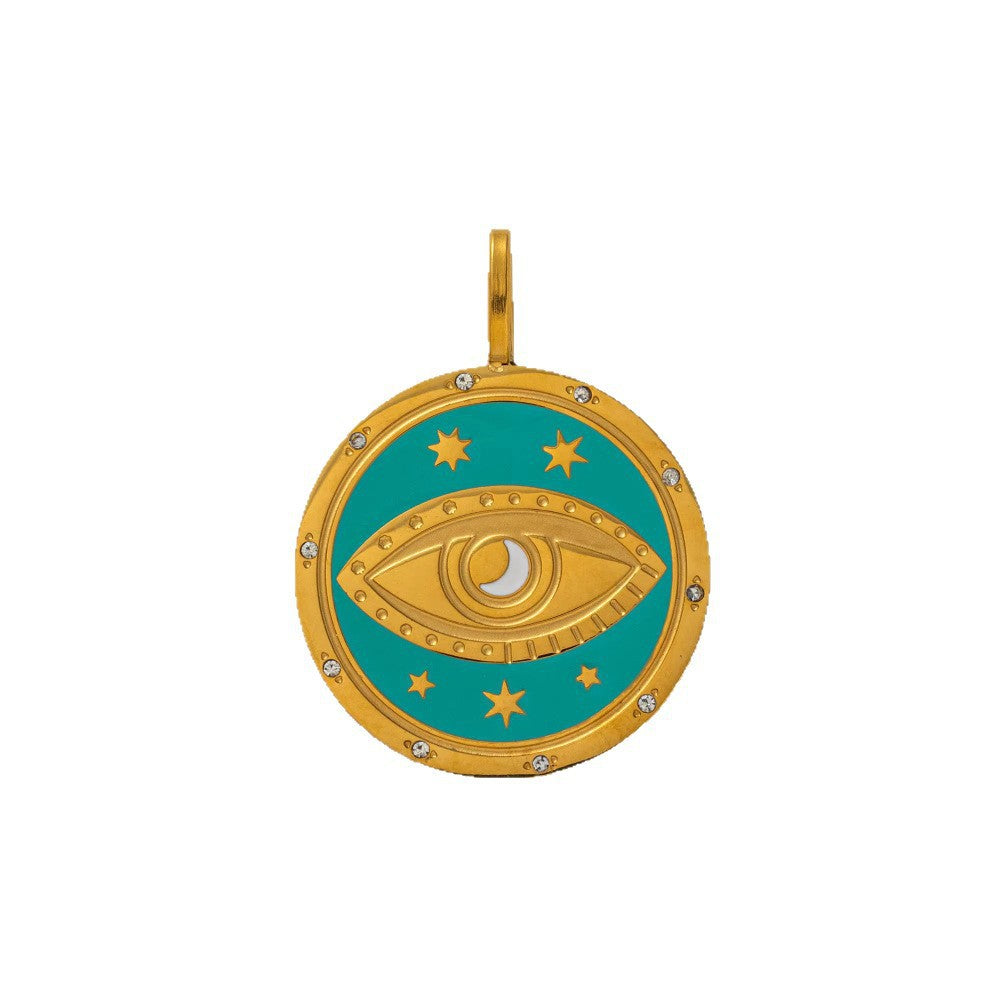 Collana con Ciondolo a Barra Placcata in Acciaio Inossidabile a Forma di Cuore, Luna e Stella Geometrici Minimalisti