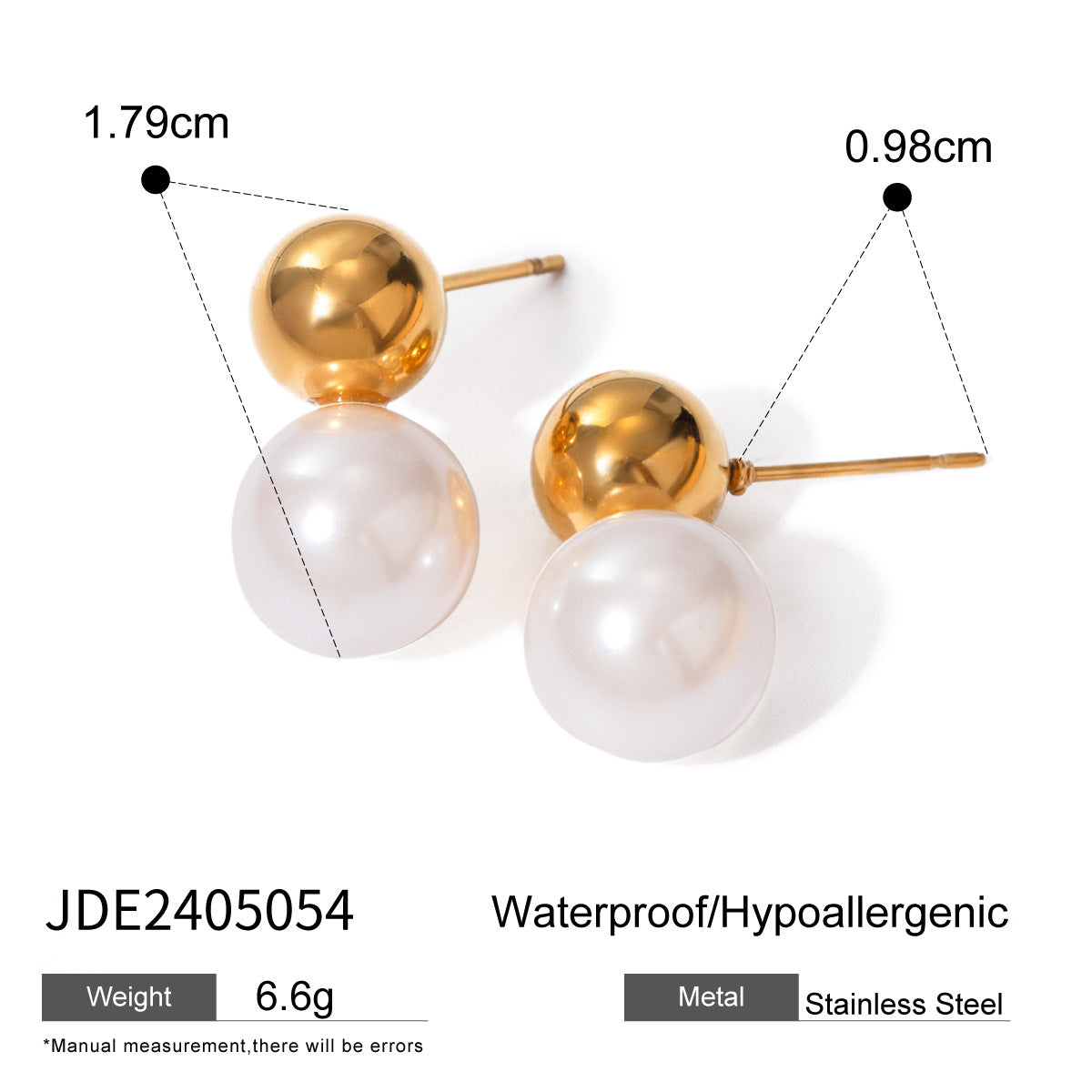 Geometric Stainless Steel Plated Pearl Earrings for Women