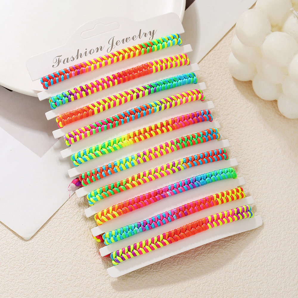 Ethnic Handmade Geometric Colorful Cord Bracelet Unisex