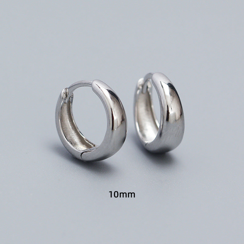 Minimalist 925 Sterling Silver Polished Round Geometric Hoop Earrings