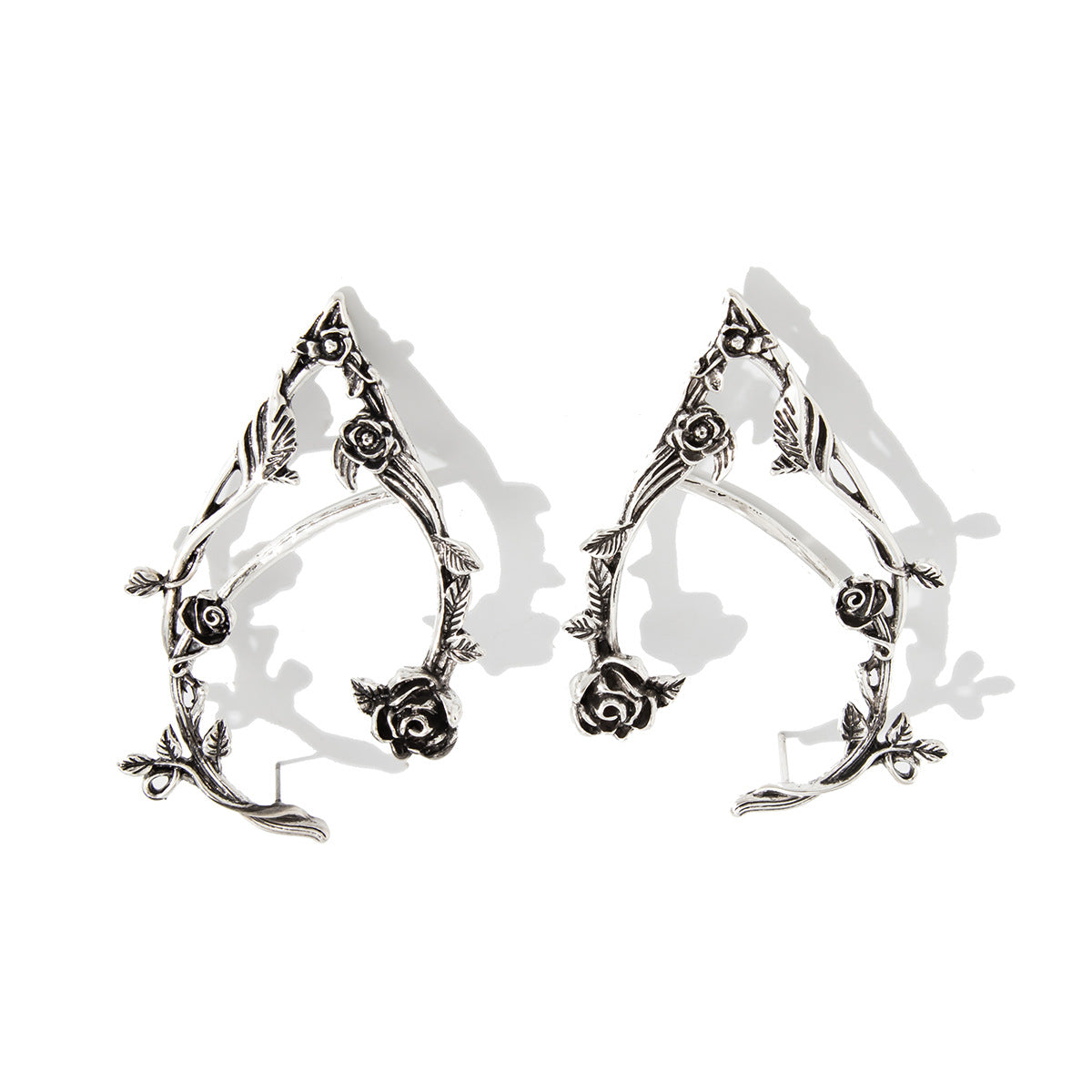 Gothic Streetwear Geometric Floral Plated Alloy Ear Cuff for Women