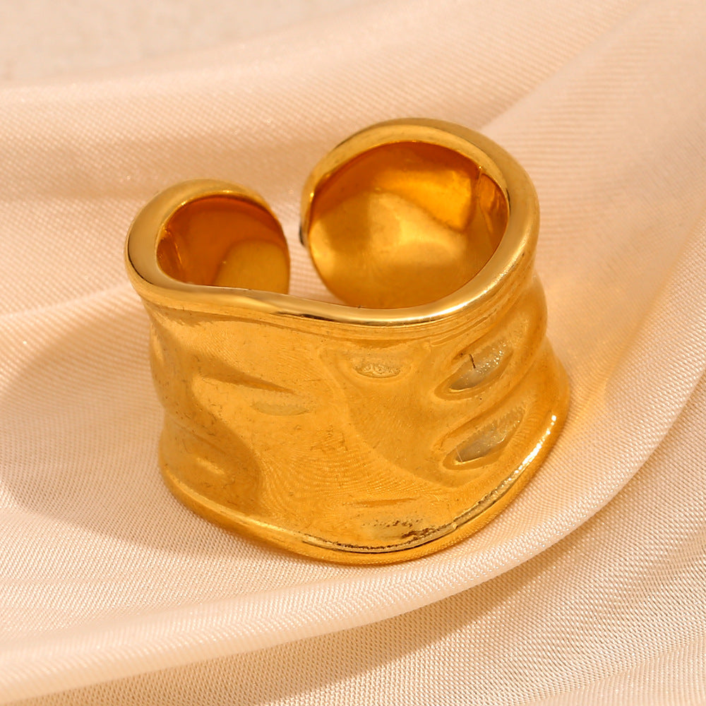 Anello da donna in acciaio inossidabile geometrico minimalista placcato in oro 18 carati