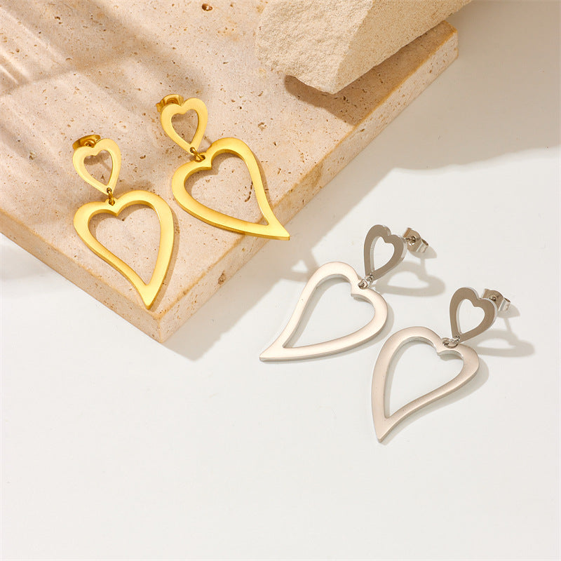 Minimalist Gold Plated Stainless Steel Floral Star Geometric Drop Earrings for Women