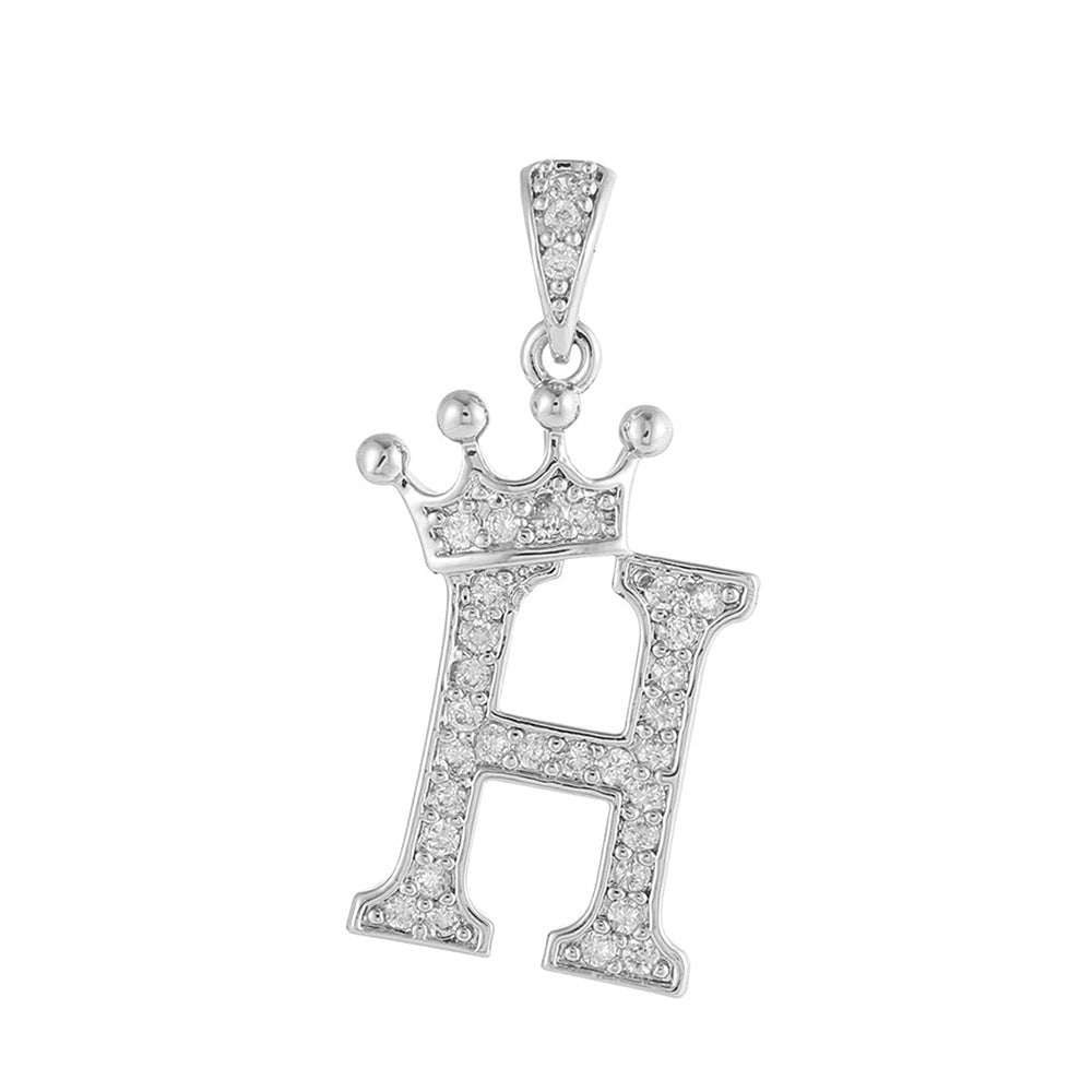 Silver Plated Brass Cubic Zirconia Inlaid Letter Charm Bar for DIY Necklace Bracelet
