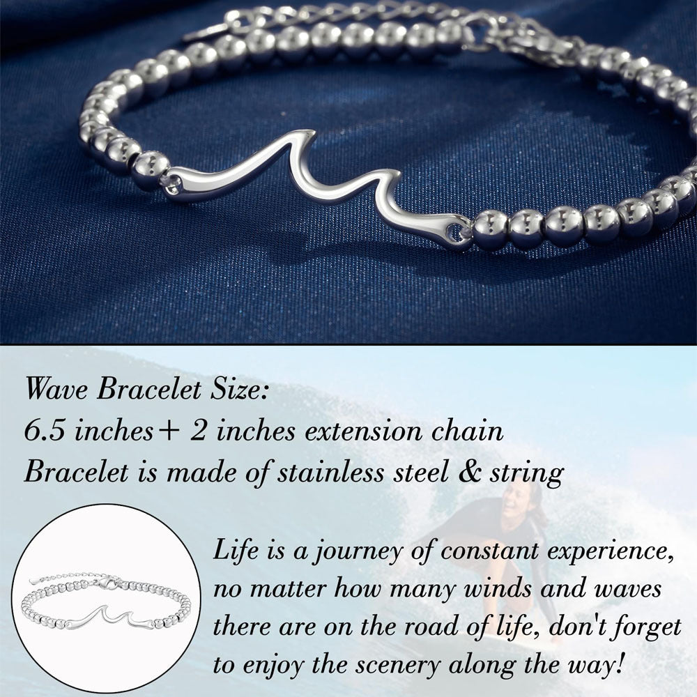 Handmade Woven Stainless Steel Wave Beaded Bracelet 6mm