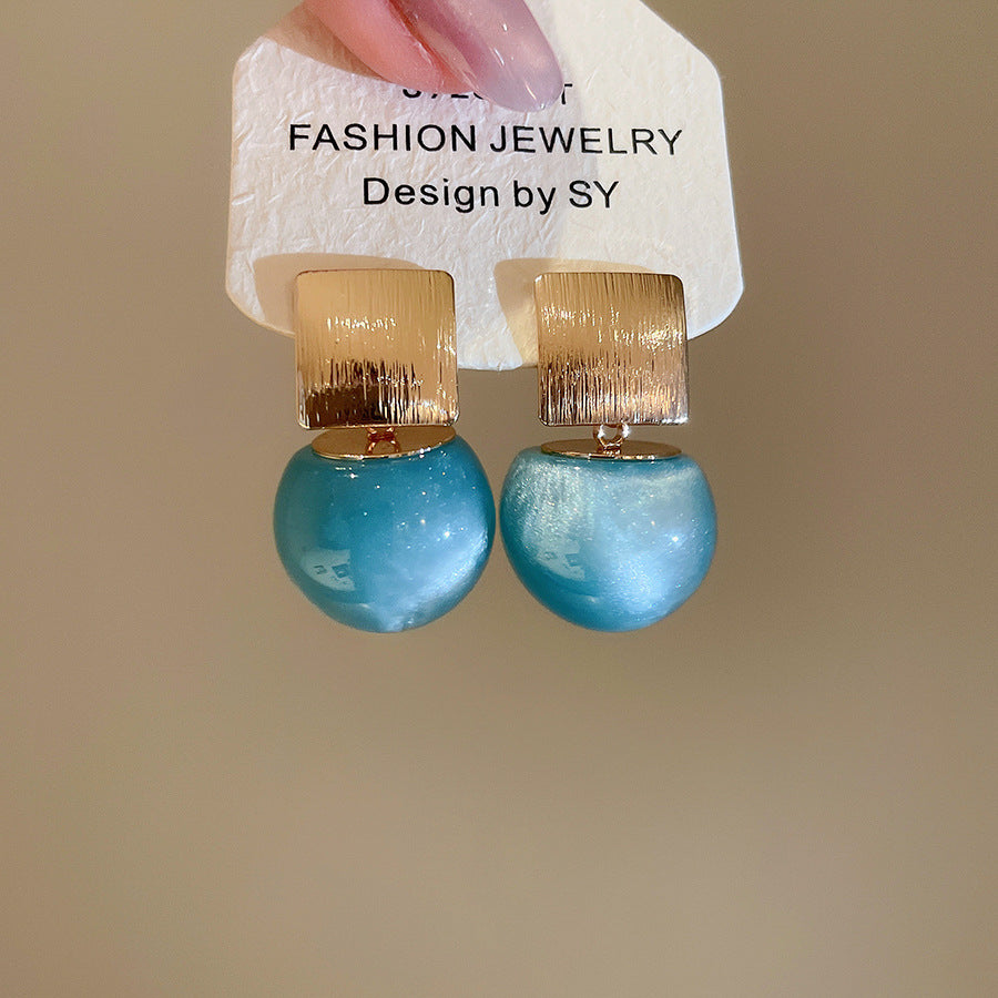 Orecchini a perno tondi in resina minimalista con perni in argento 925 da donna — Gioielli per l'orecchio geometrici, alla moda, da ufficio, versatili per tutti i giorni, leggeri e di lusso
