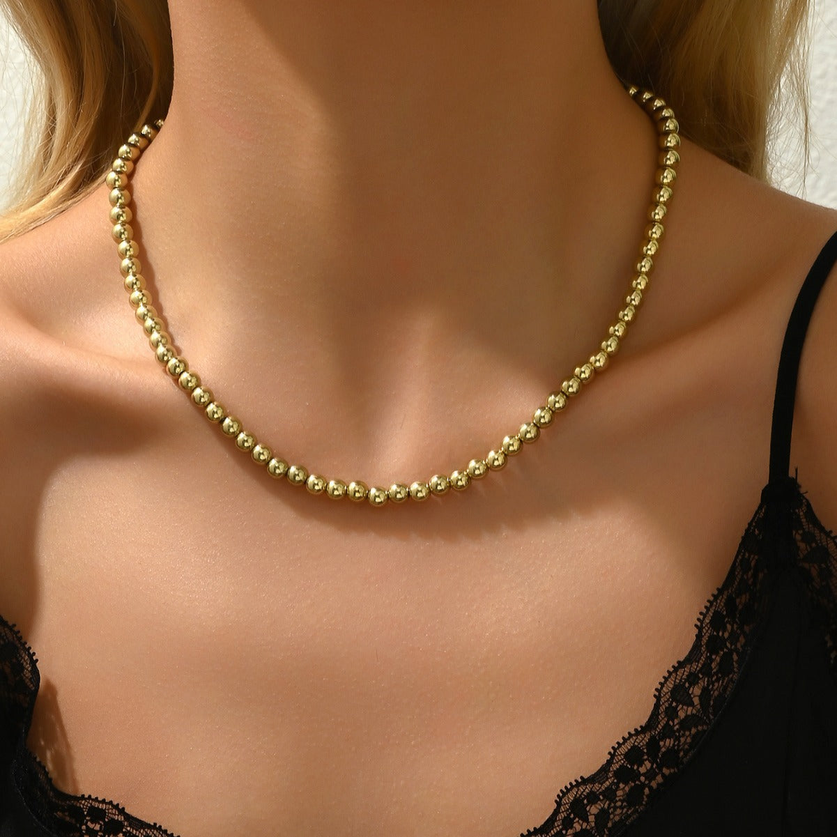 Collana Pendente a U Geometrico Minimalista in Rame Placcato da Donna, Catenina alla Moda per Clavicola