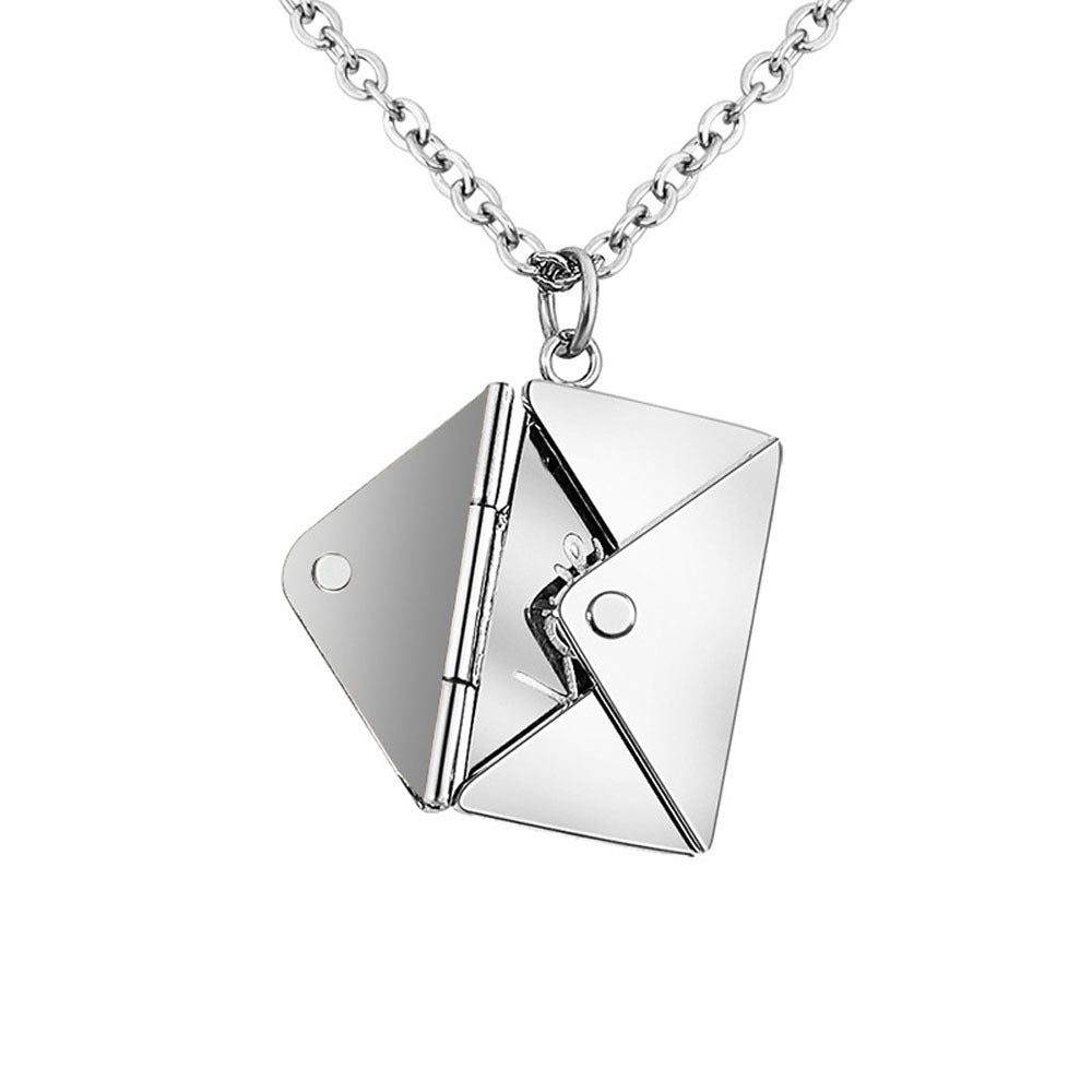 Minimalist Letter-Shaped Stainless Steel Necklace with Titanium Steel Pendant and Polished Finish for Women