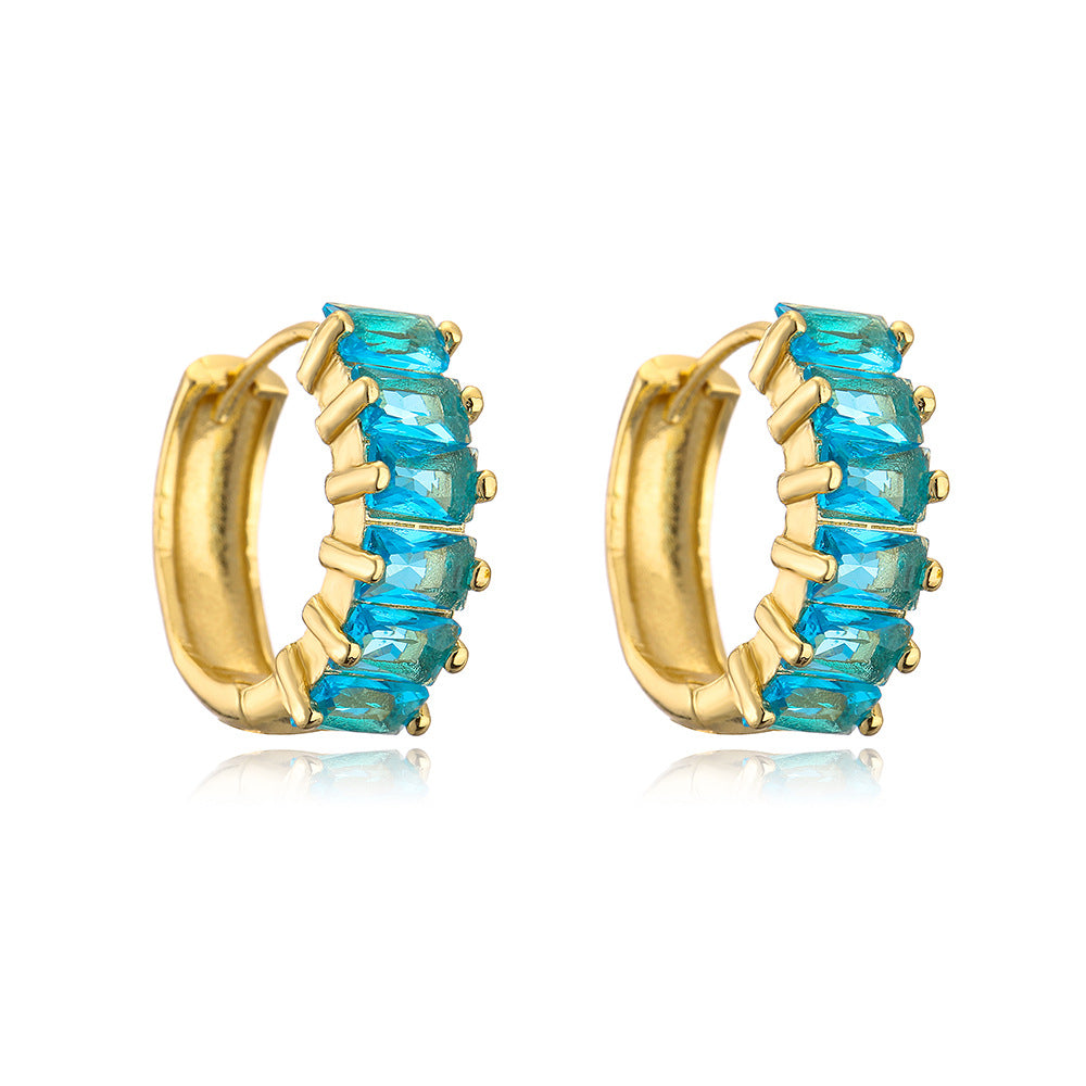 Minimalist Geometric Copper Hoop Earrings with 18K Gold Plating and Micro-Paved Cubic Zirconia for Women