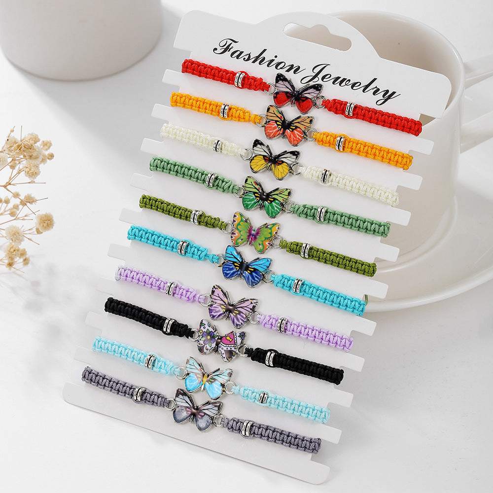 Sweet Cartoon Polka Dot Ceramic Fish Braided Bracelet Adjustable Multi-Color