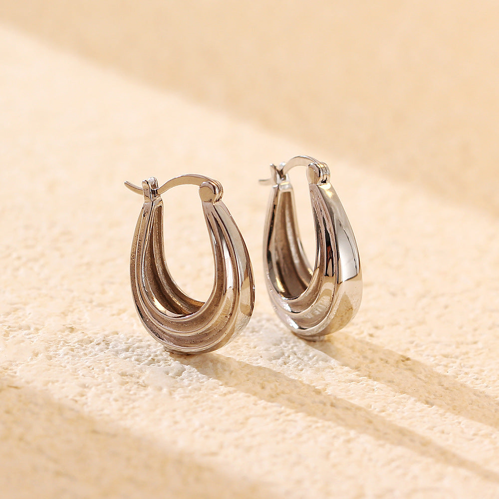 Elegant 925 Sterling Silver Geometric Hoop Earrings for Women