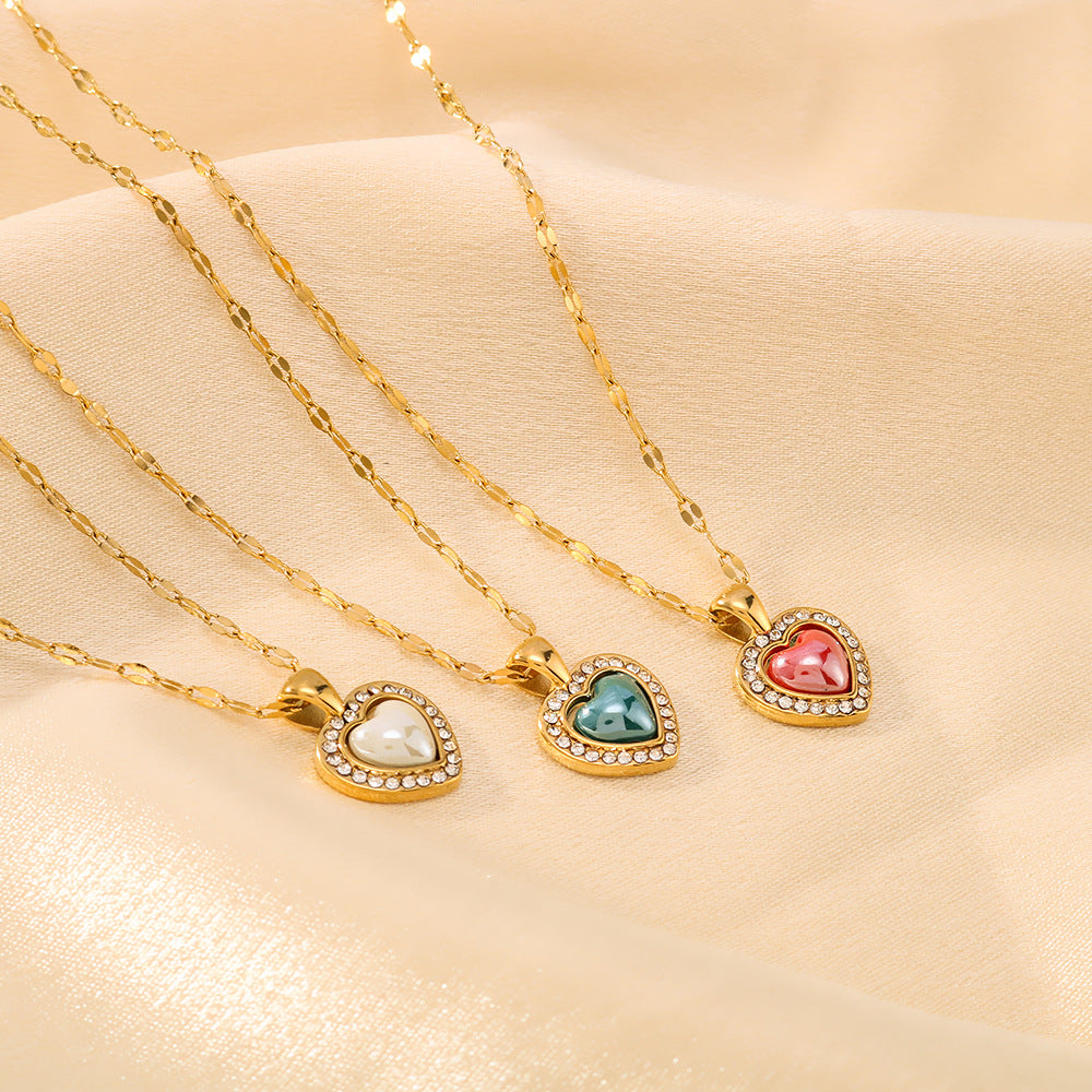 Minimalist Heart-Shaped Titanium Steel Necklace with 18K Gold Plating for Women, Hypoallergenic Locket Chain