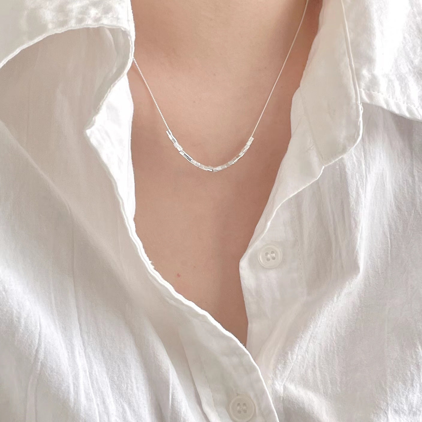Minimalist Geometric Square Pendant Necklace for Women in 925 Sterling Silver with Clean Line Design