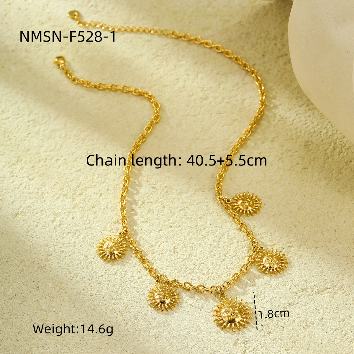 Collana con Ciondolo Girasole alla Moda da Donna in Acciaio Inossidabile con Finitura Placcata, Delicata Catena per Clavicole