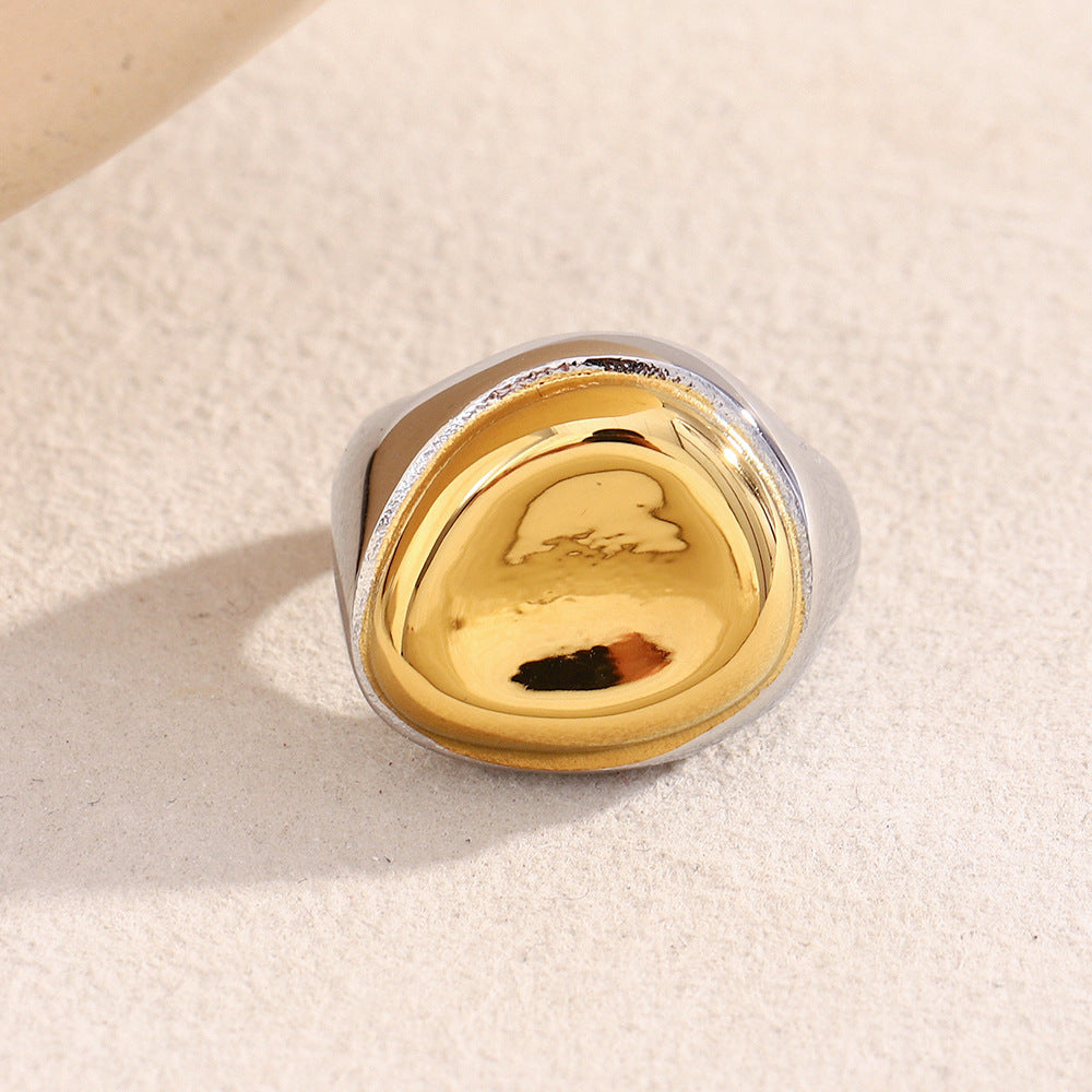 Anello Geometrico Minimalista in Acciaio Inossidabile con Placcatura in Oro 18K da Donna