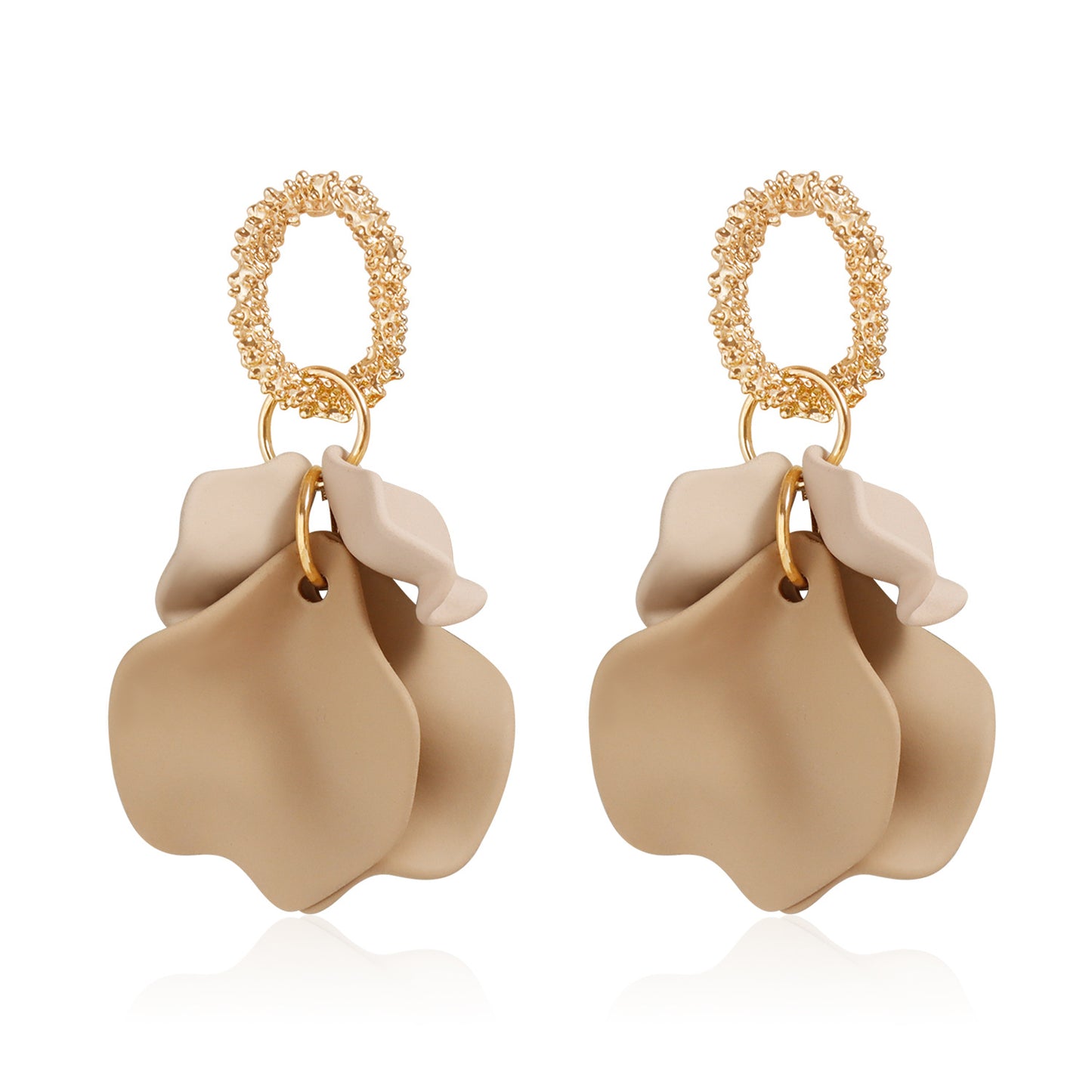 Vintage Floral Geometric Zinc Alloy Stud Earrings for Women with Plated Finish and Soft Garden-Inspired Design