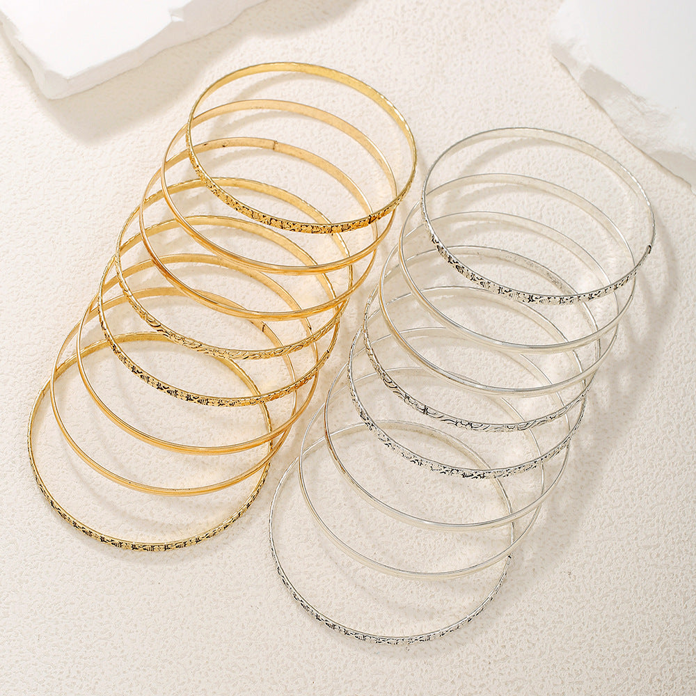 Vintage Punk Round Geometric Plated Iron Rope Chain Bracelet Ethnic Style for Women