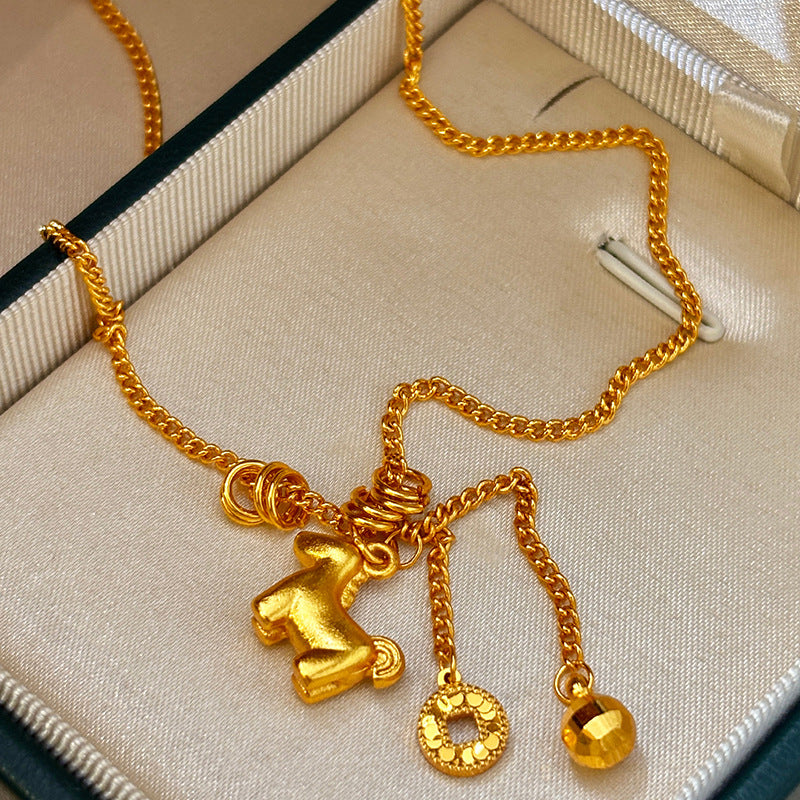 Collana di lusso in rame placcato oro 24K a forma di cavallo per donne, catena clavicola