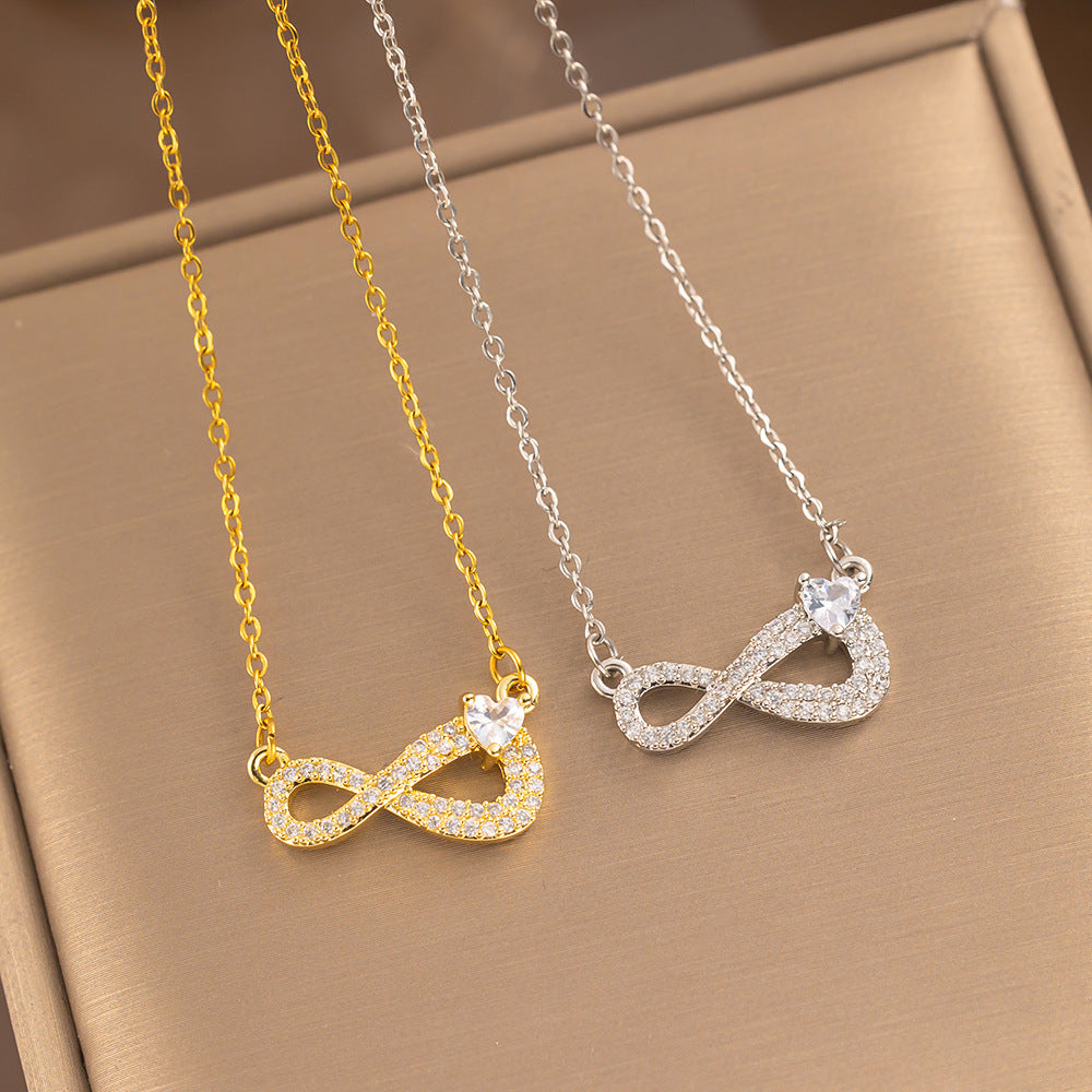 Collana Minimalista da Donna in Acciaio al Titanio con Lettera, Intarsi in Zircone e Catena a O Lucida
