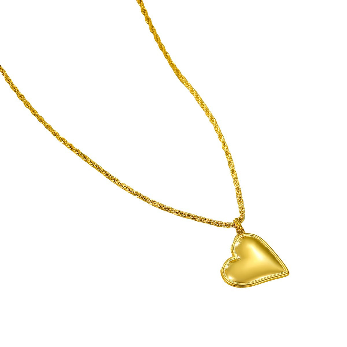 Collana a girocollo in acciaio al titanio placcato oro 18 carati, con ciondolo a cuore, stile minimalista Instagram, da donna