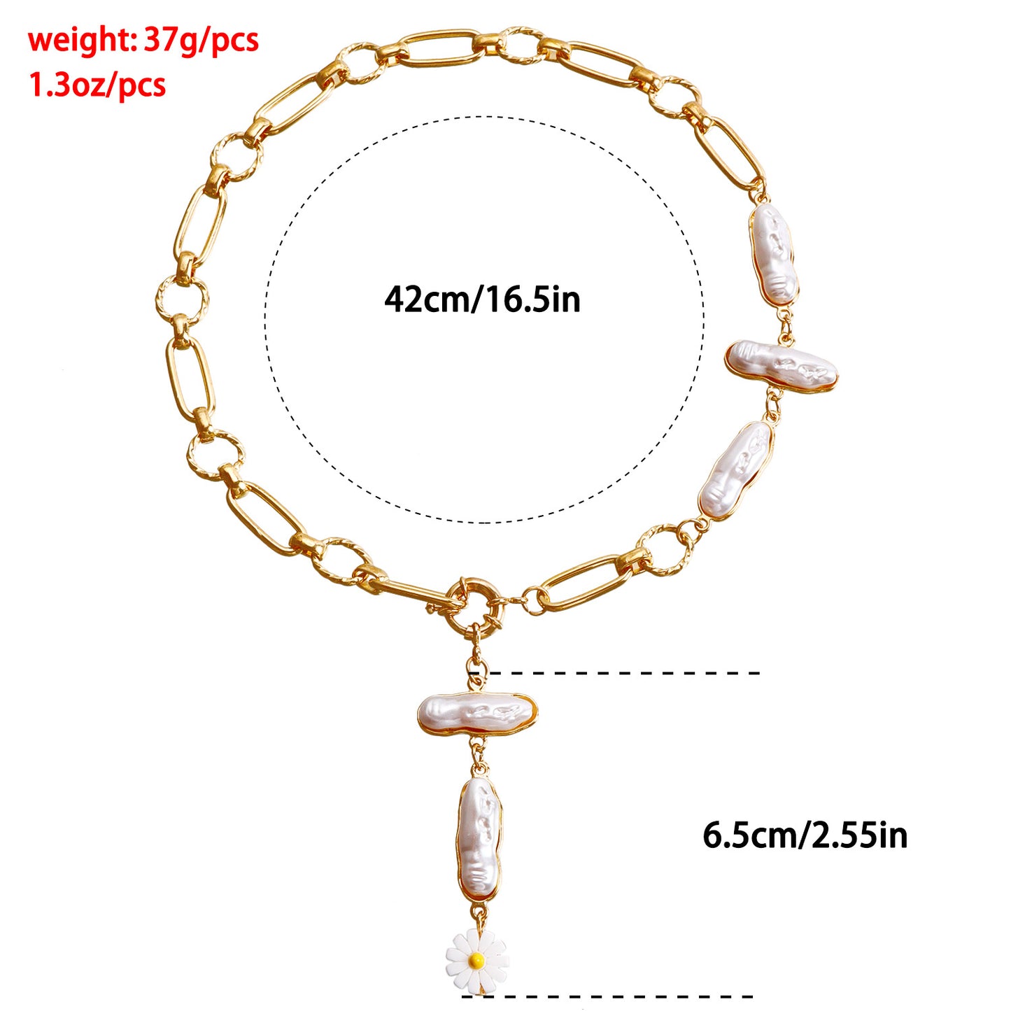 Geometric Shape Fashion Necklace for Women with Metal Pendant and Plated Finish on Clavicle Chain