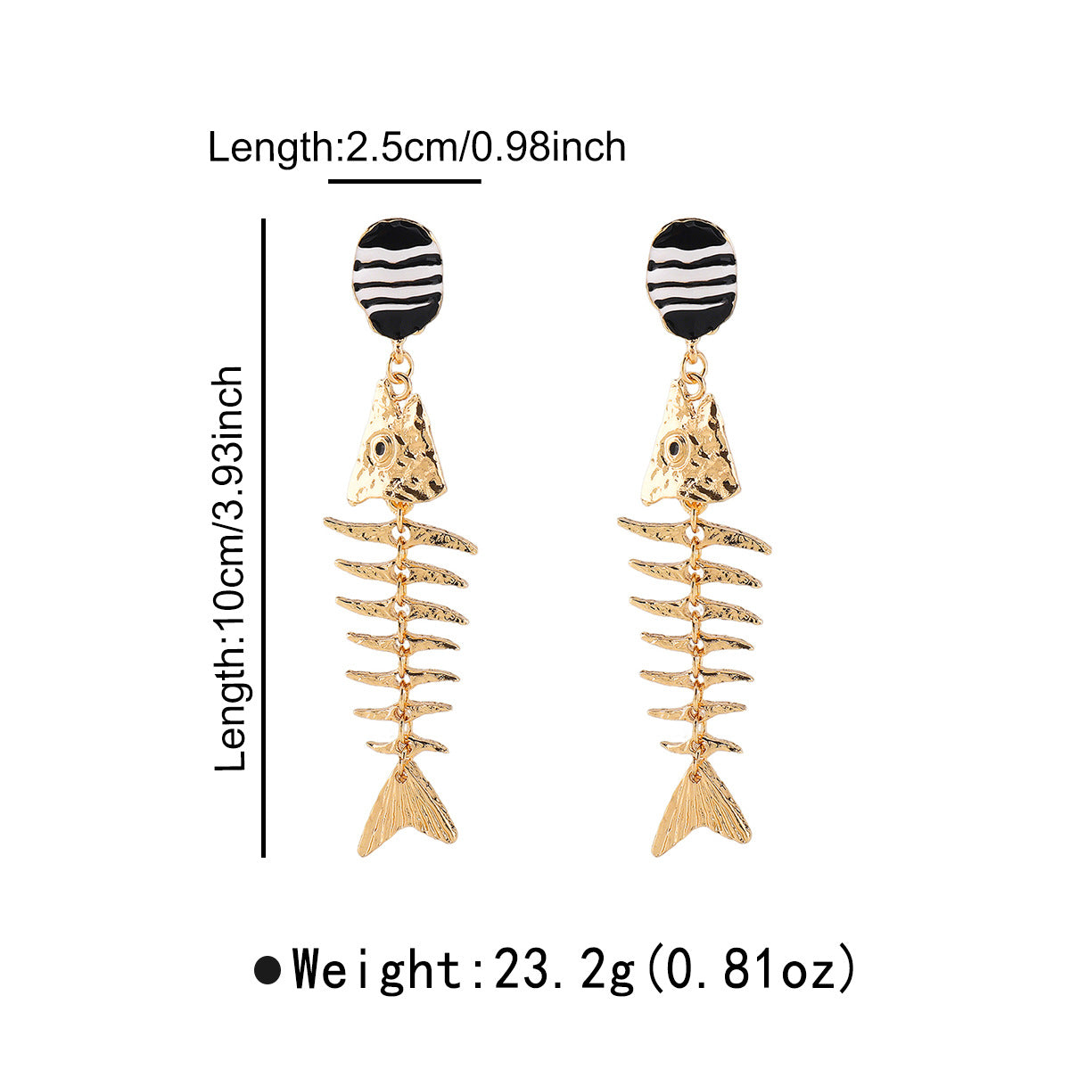 Exaggerated Fishbone-Shaped Alloy Earrings with Enamel Finish for Women