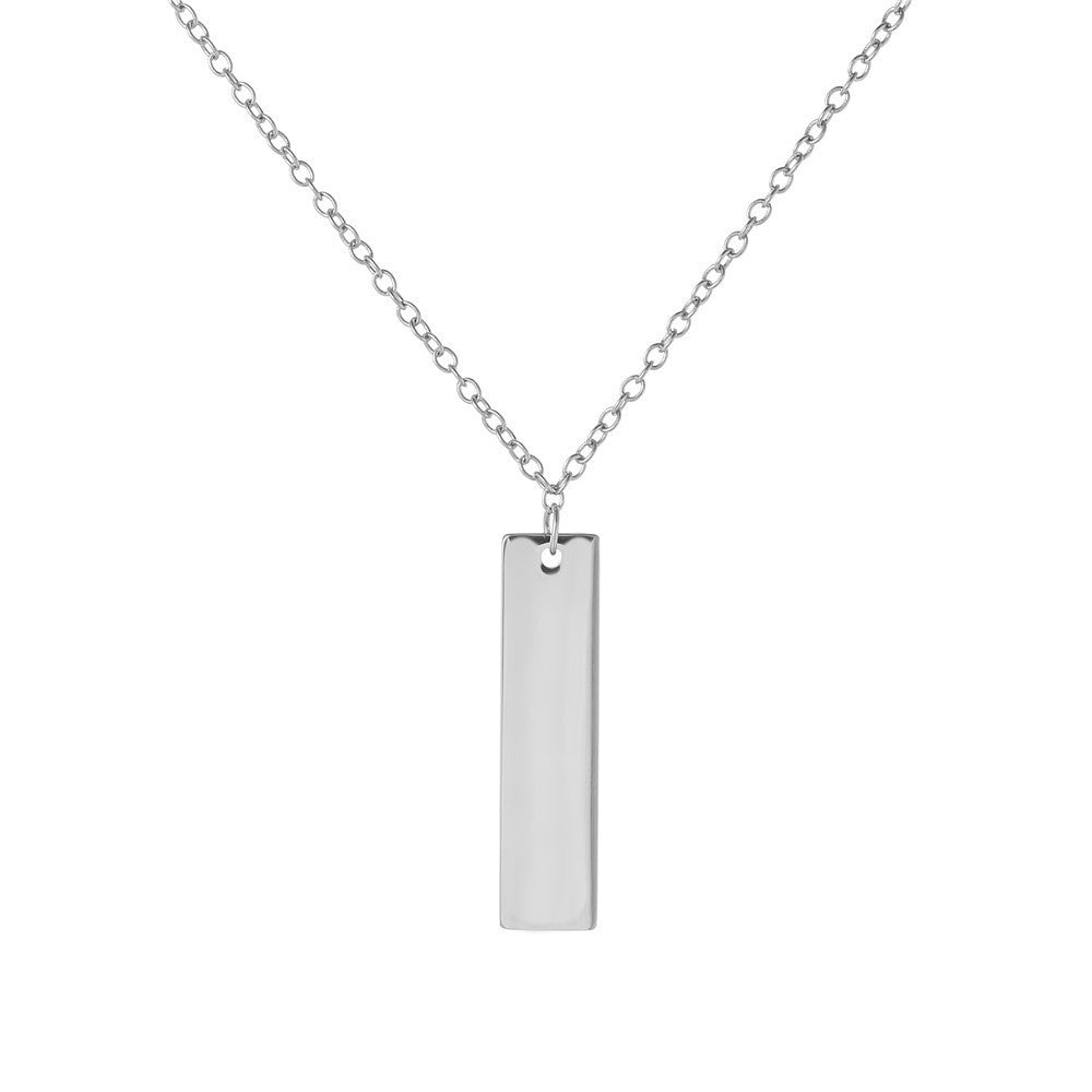 Hip-hop Polished Square Rectangle Geometric Stainless Steel Plated Alloy Pendant Necklace with Cable Chain