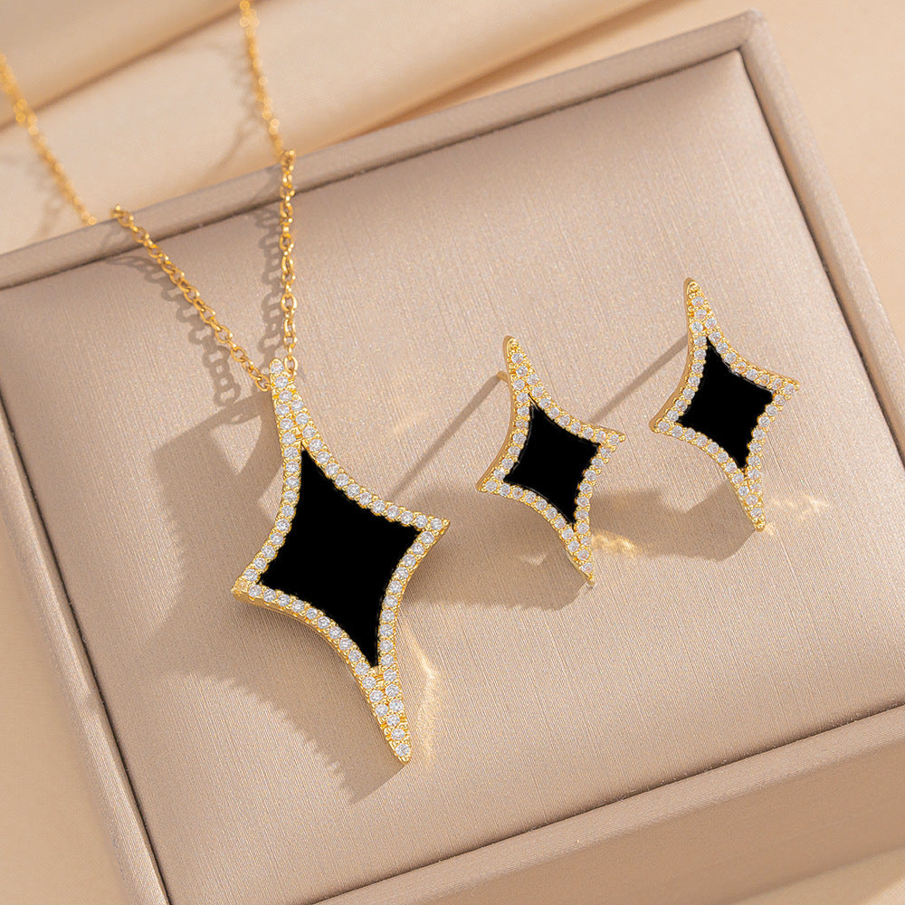 Collana con ciondolo a rombo geometrico di lusso in rame ecologico placcato oro 18 carati, design a catena a maglie O per uomo e donna