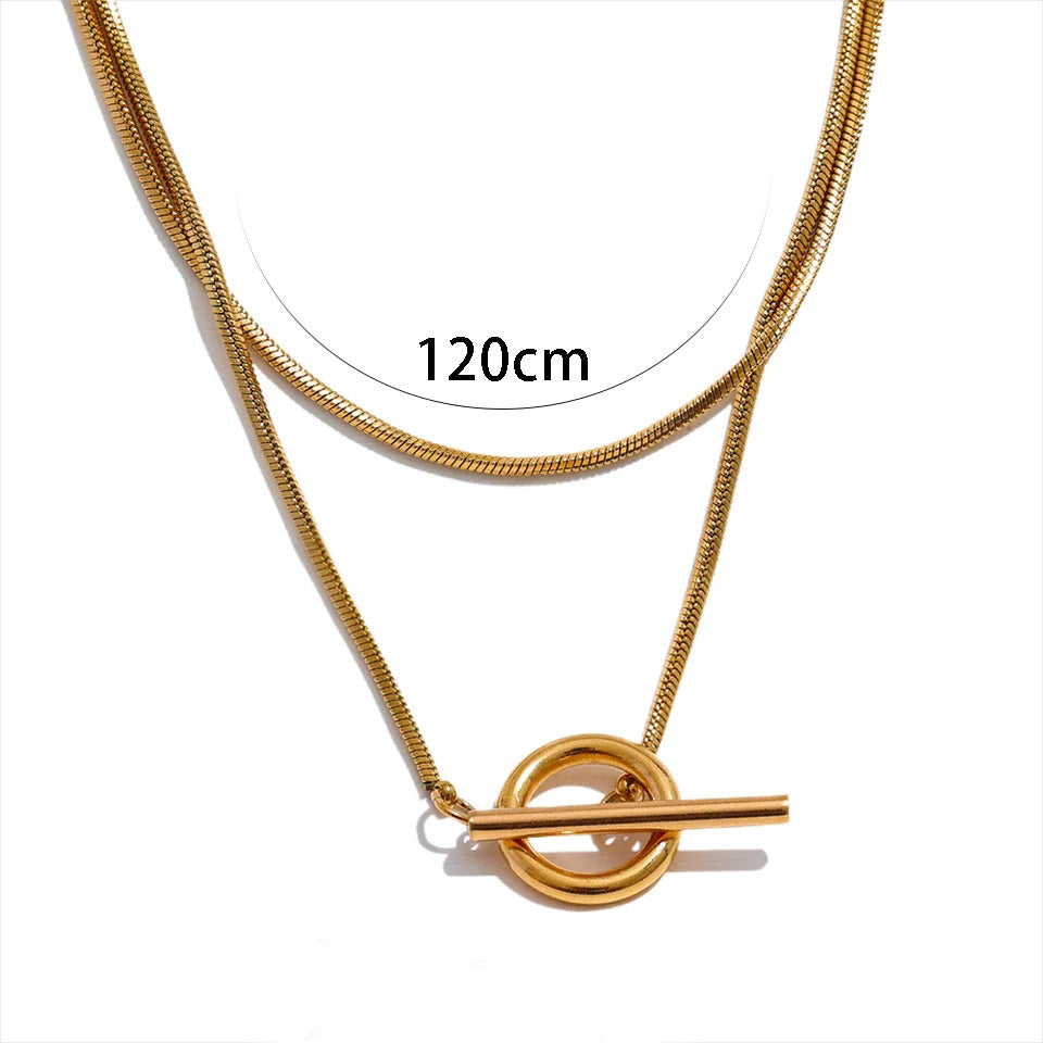 Minimalist U-Shaped Titanium Steel Plated Snake Chain Necklace for Women Layering Locket Necklace Versatile Sweater Chain