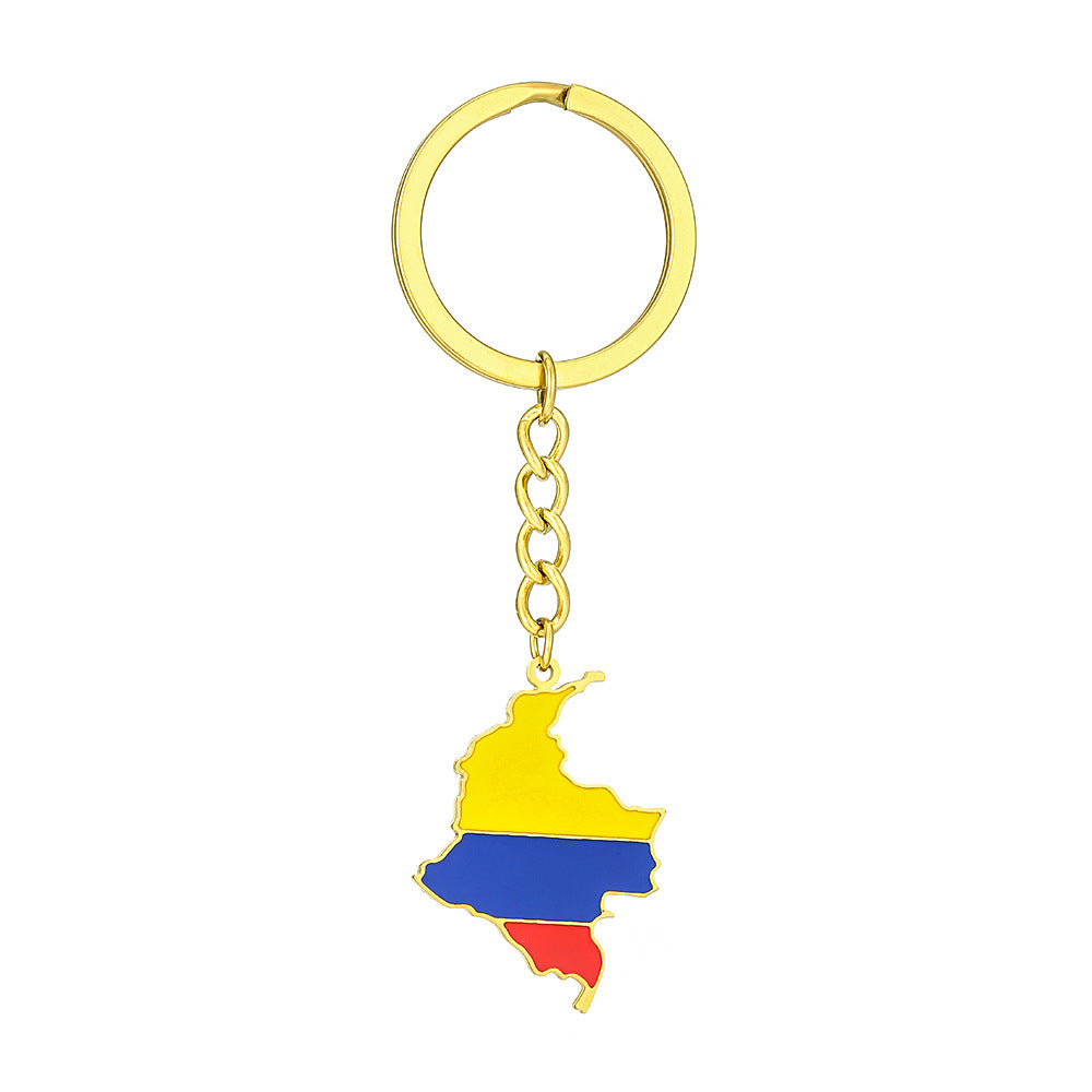 Portachiavi Accessorio Ciondolo Smaltato Vintage Colombiano in Acciaio al Titanio per Uomini e Donne