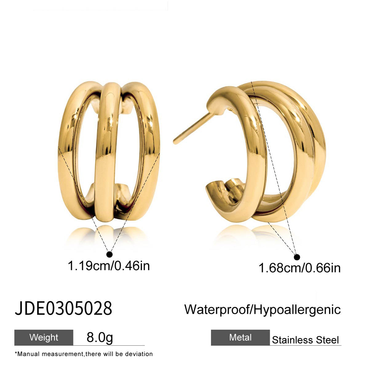 Pendientes Minimalistas Geométricos de Acero Inoxidable con Acabado Chapado para Mujer, Tachuelas de Lujo Ligeras