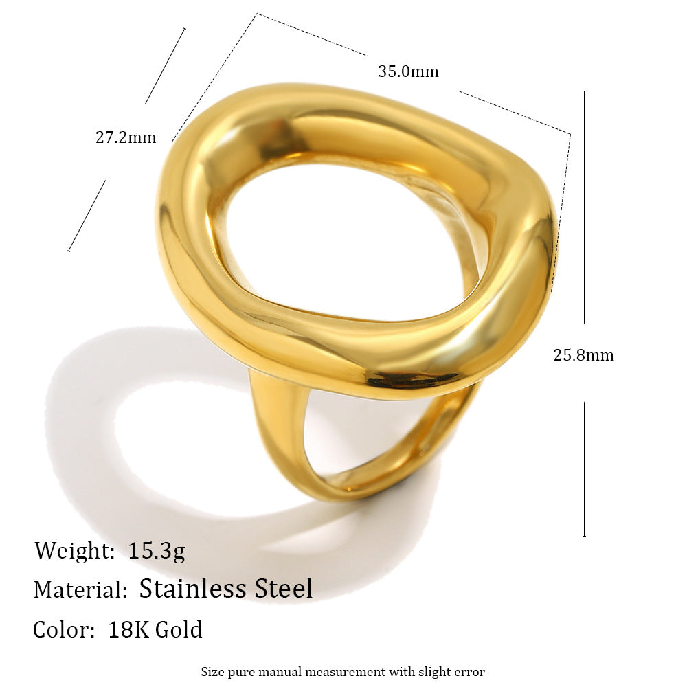 Anello da donna minimalista geometrico vuoto in acciaio inossidabile placcato oro 18 carati