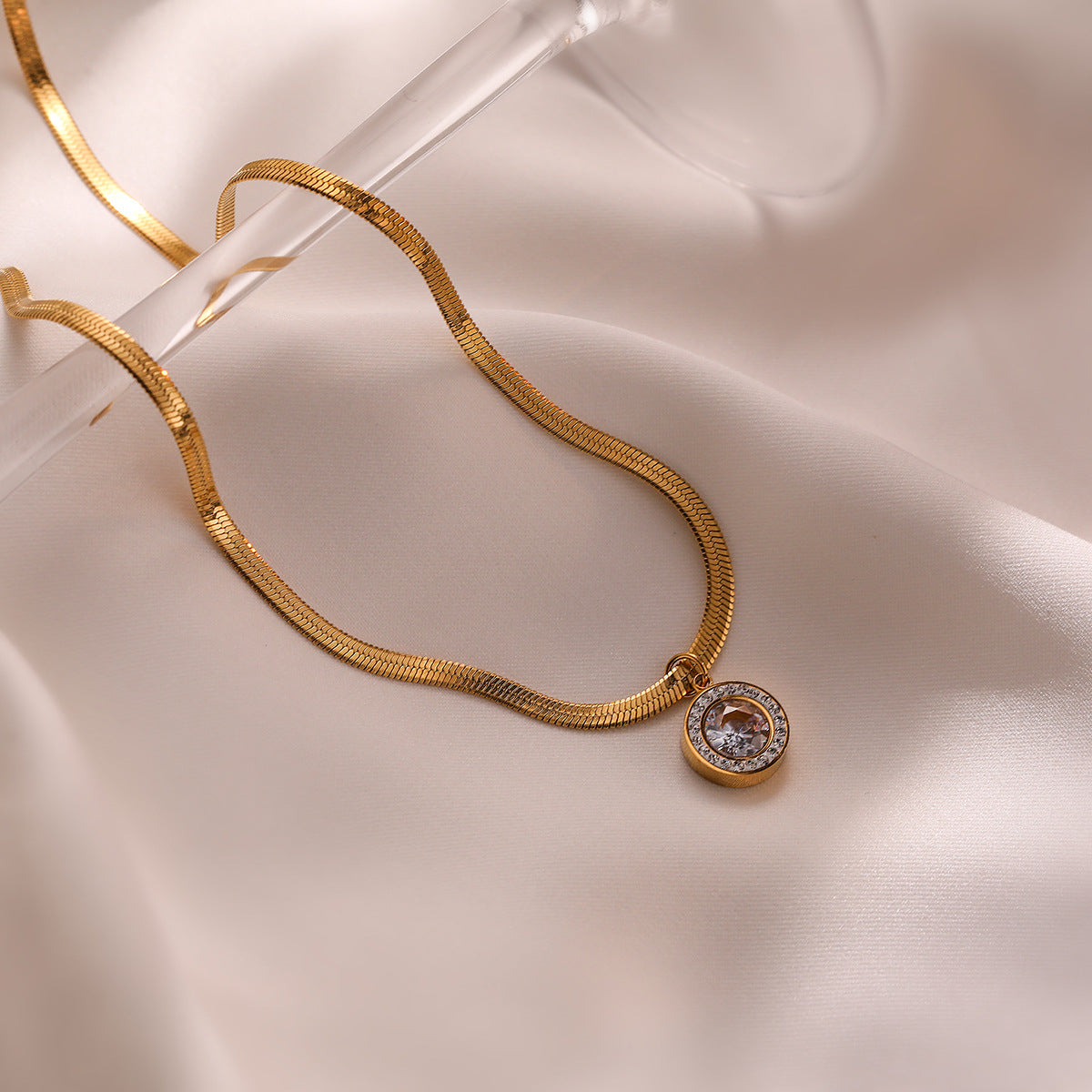 Minimalist Butterfly Pendant Necklace for Women in Titanium Steel with 18K Gold Plating Locket Chain
