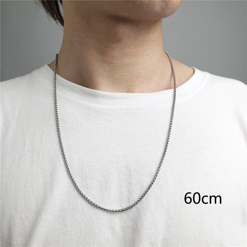 Geometric Stainless Steel Plated Necklace with Alloy Pendant for Men and Women