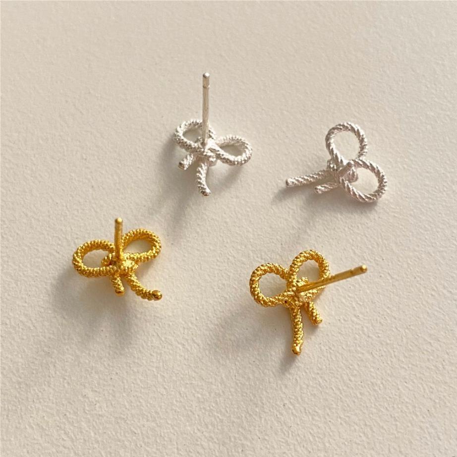 Minimalist Bowknot Earrings in 925 Sterling Silver with Plated Finish for Women
