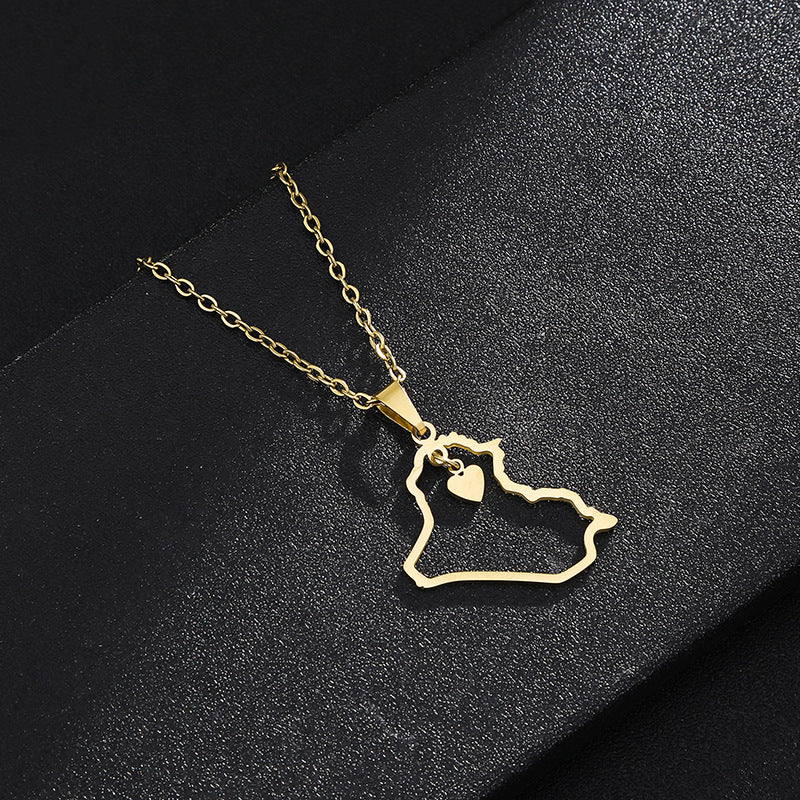 Collana con ciondolo geometrico di moda in acciaio inossidabile con charm in acciaio al titanio e finitura placcata, unisex