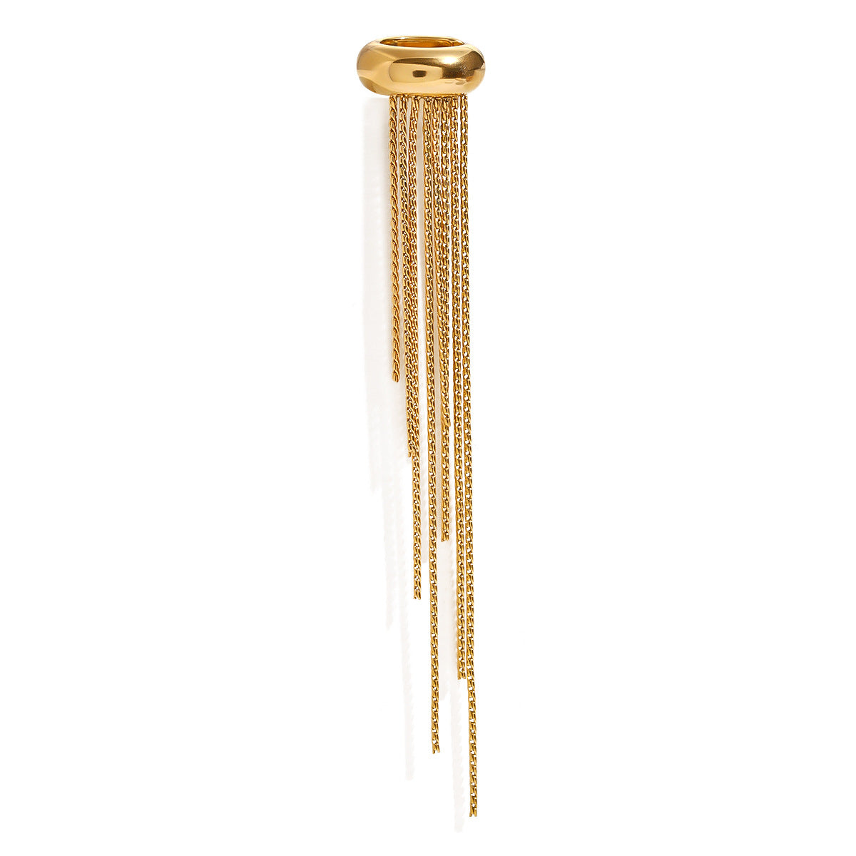 Pendientes de aro geométricos de acero inoxidable con borlas para mujer, puños de lujo chapados, joyería de moda ligera sin perforaciones