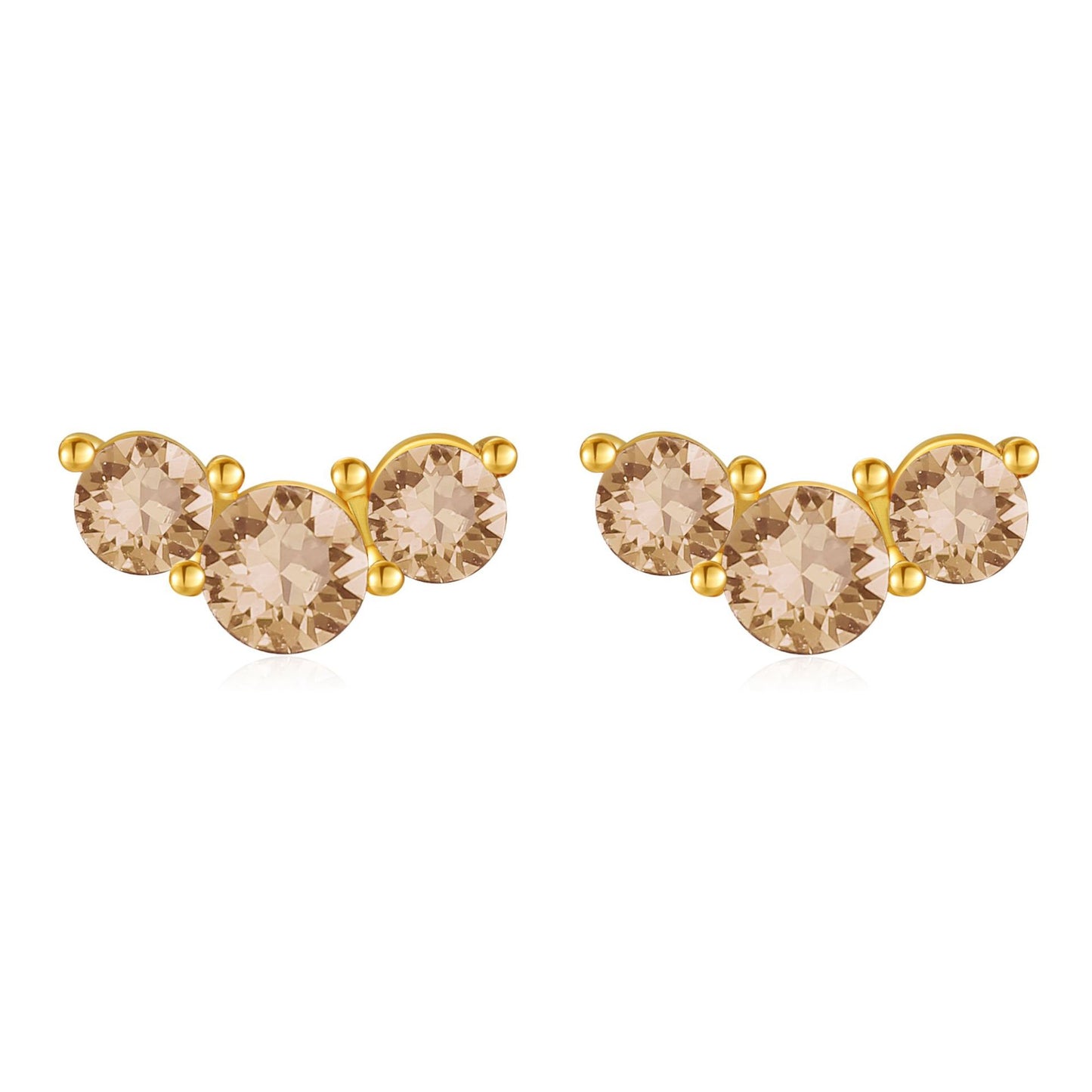 Orecchini a perno con pietra portafortuna geometrica in stile Fashion-Commuter, in rame con placcatura in vero oro e perni in argento sterling S925, da donna