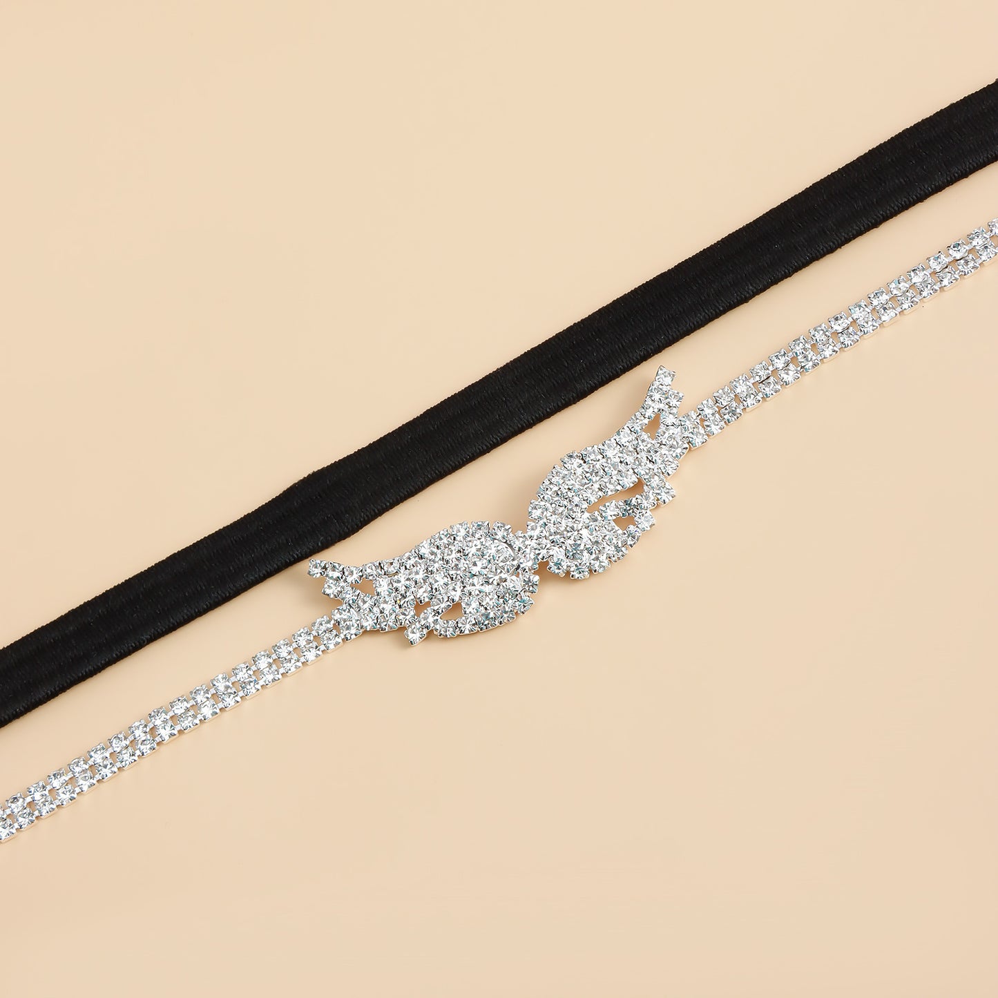 Geometric Angel Wing Anklet in Alloy with Full Rhinestone Inlay for Women